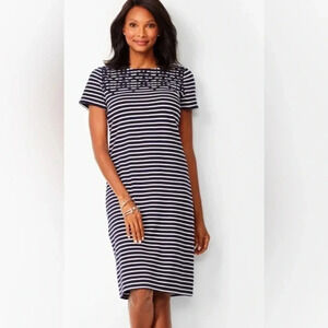 Talbots EMBROIDERED YOKE SHIFT DRESS - STRIPE size 2X